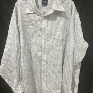 Eagle Shirtmakers Men's White Checkered Dress Shirt